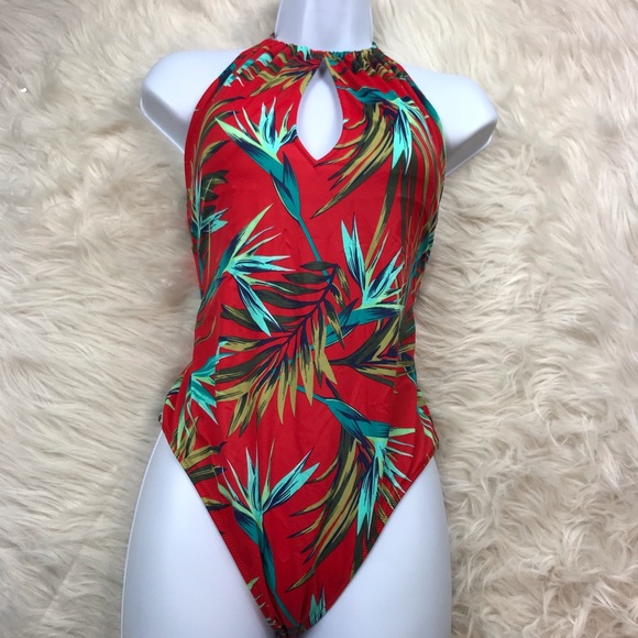 PINK Victoria's Secret Other - PINK VS Red Tropical Print One Piece Swim Suit M